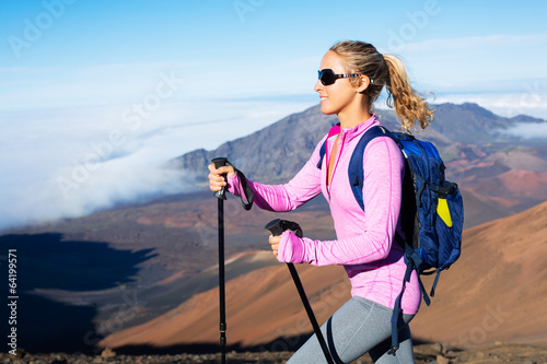 Hiker in the mountains photo