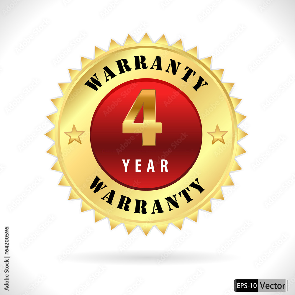 gold top quality 4 year warranty badge- vector eps 10 gold top quality 4 year warranty badge- vector eps 10