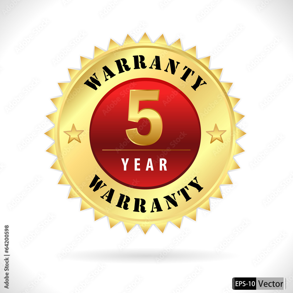 gold top quality 5 year warranty badge- vector eps 10 gold top quality 5 year warranty badge- vector eps 10