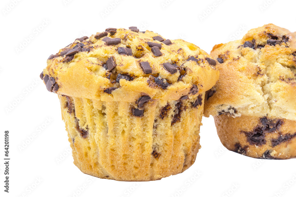 Two chocolate chip muffins Two chocolate chip muffins
