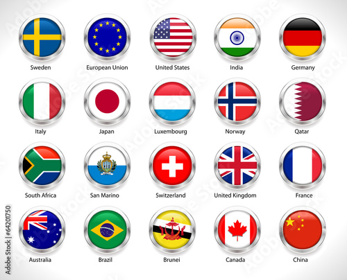 A collection of world flags badge - vector eps10