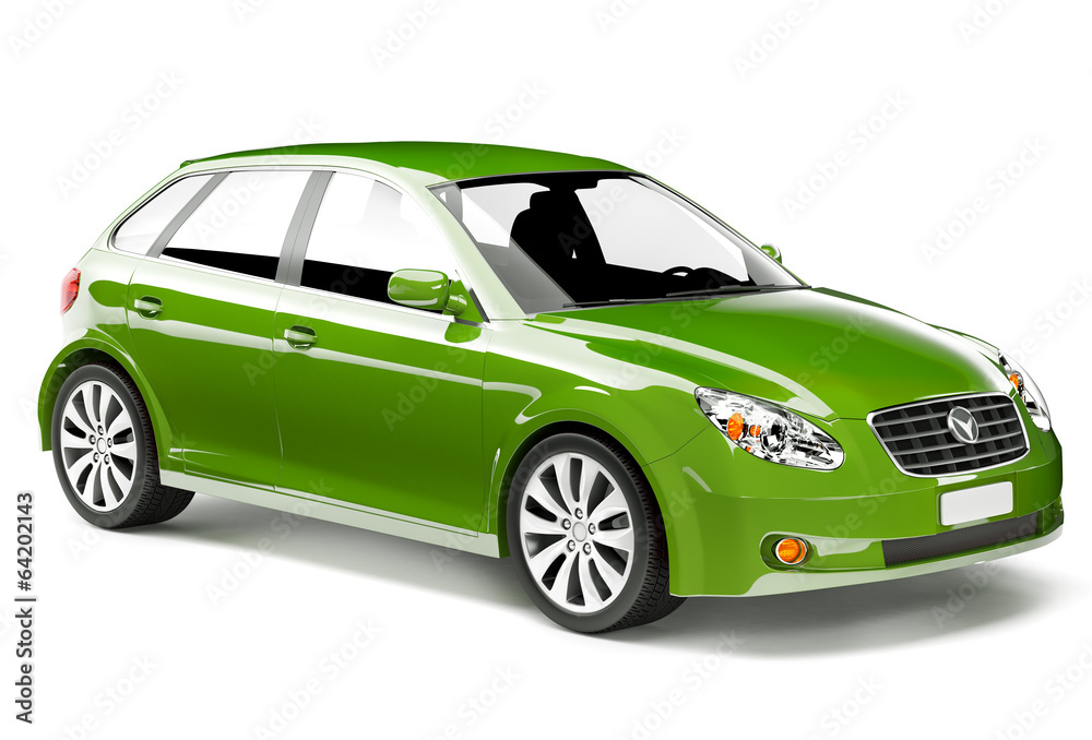 Obraz premium 3D Green Hatchback Car