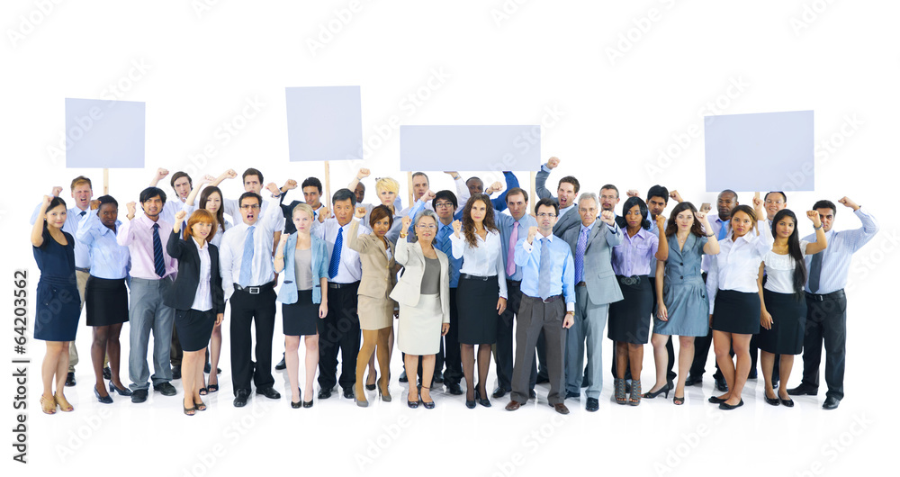 Large Group of Business People Holding Board Large Group of Business People Holding Board
