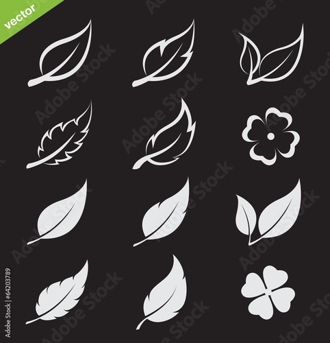 Vector leaves icon set