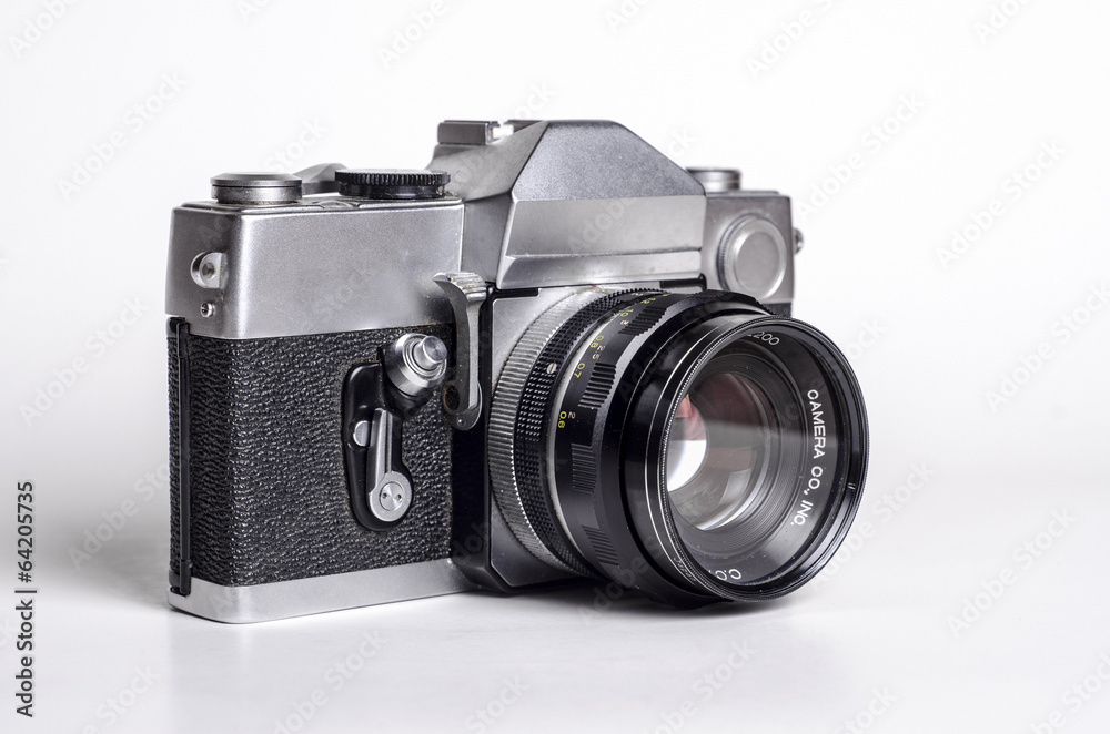 Vintage SLR camera front right side view