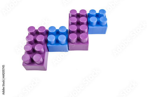 blue an purple building blocks on a white background