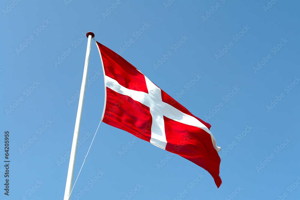 Fototapeta premium Flag of Denmark up high