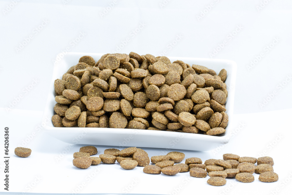 Dog food in a bowl on white background Dog food in a bowl on white background