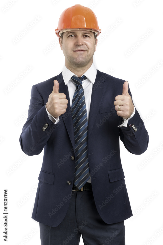 Happy architect giving the thumbs-up Happy architect giving the thumbs-up