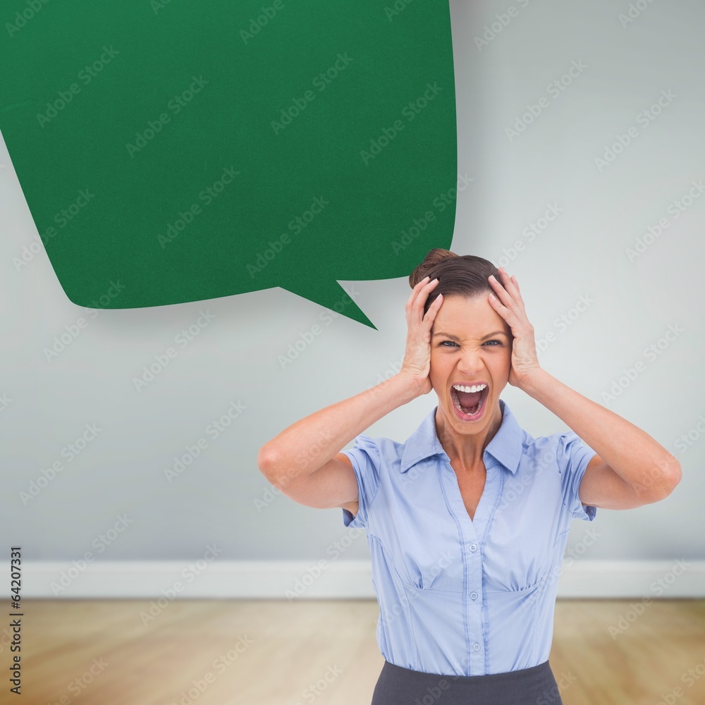 Composite image of stressed businessswoman with hand on her head Composite image of stressed businessswoman with hand on her head