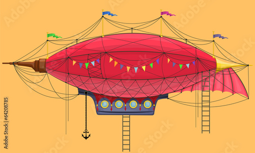 Vector cartoon steam punk dirigible