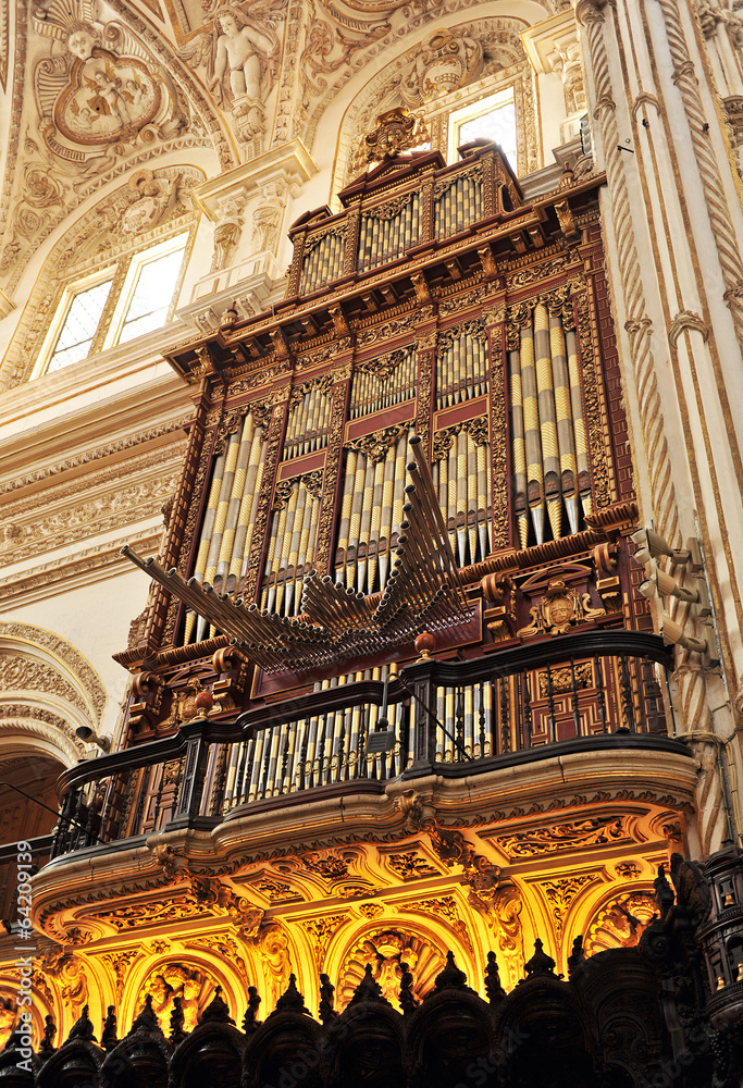 Baroque organ, Cathedral of Cordoba, Andalusia, Spain