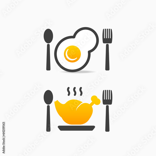 Kitchenware egg chicken icon logo sign