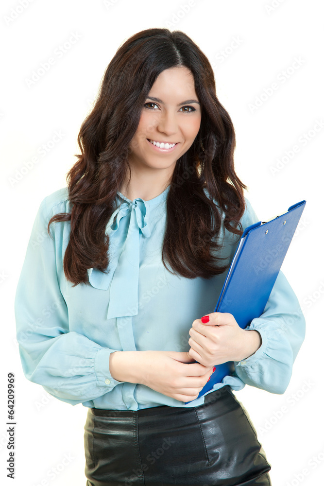 Portrait of smiling business woman with paper folder