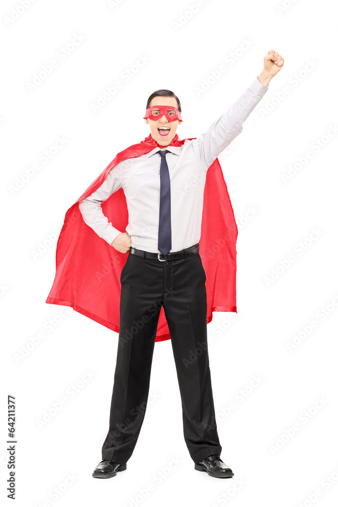 Superhero with raised fist