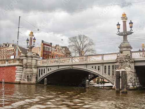 The Blauwbrug (Blue Bridge) connecting the Rembrandtplein area w