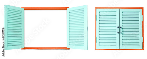 wooden window on isolated