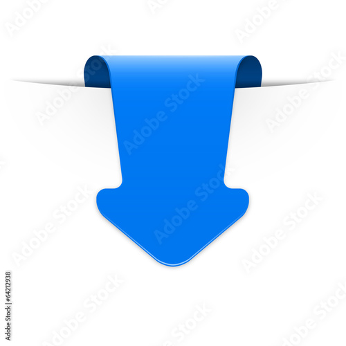 Blauer Sticker Pfeil mit Schatten und Textfreiraum