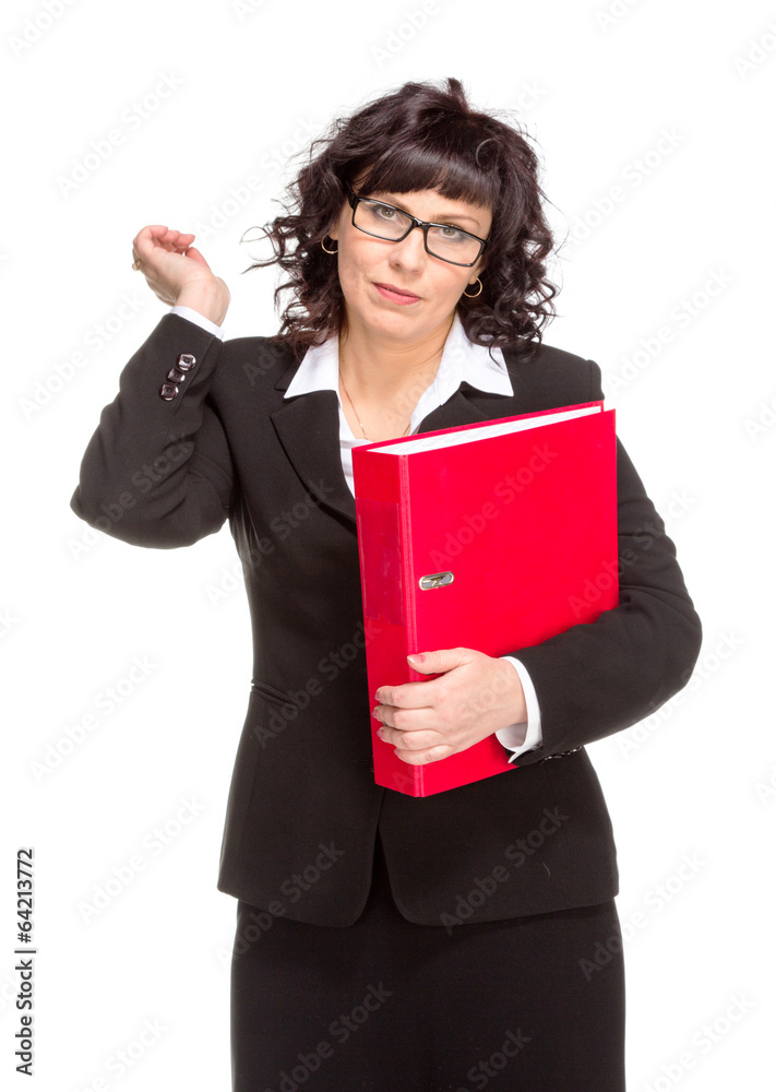 Cheerful senior business woman with folder Cheerful senior business woman with folder