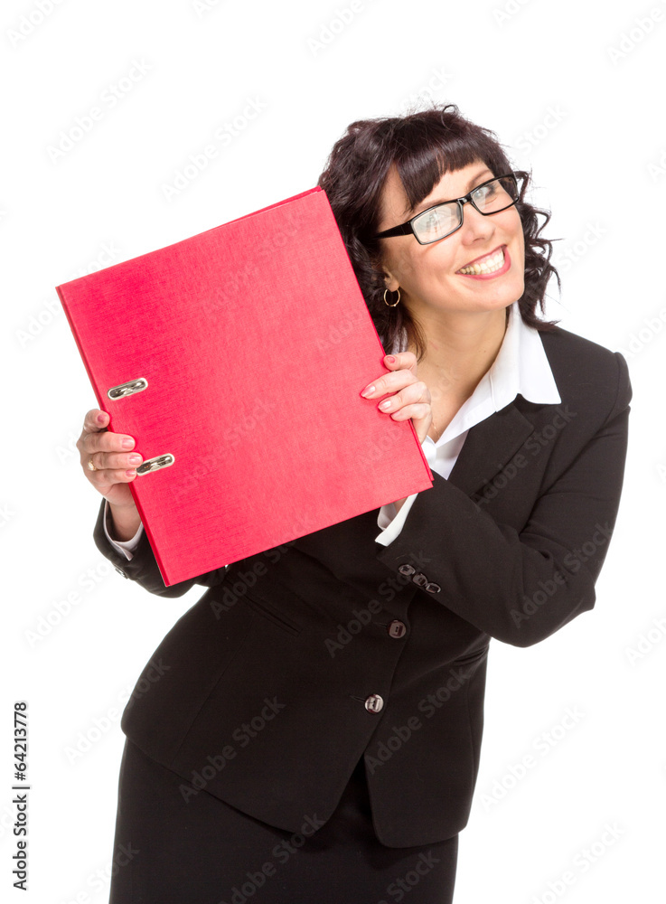 Cheerful senior business woman with folder Cheerful senior business woman with folder