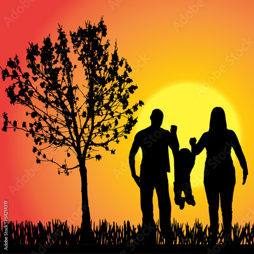 Vector silhouette of family.