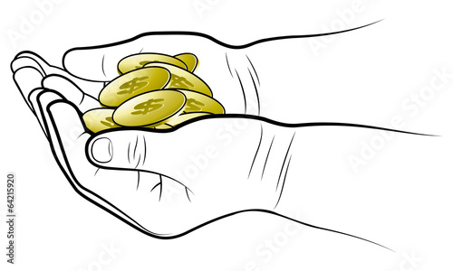 golden dollers on kid hands photo