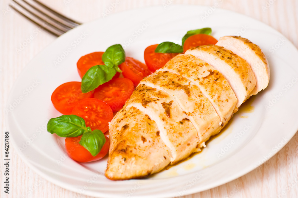 chicken breast with fresh cherry tomatoes