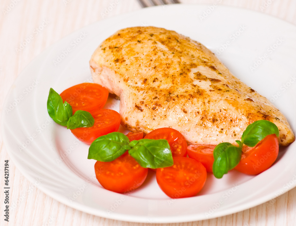 chicken breast with fresh cherry tomatoes