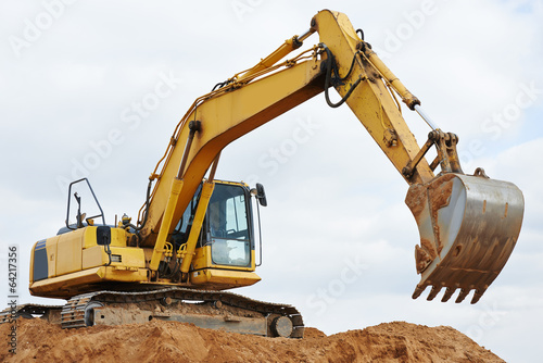 excavator loader at earthmoving works