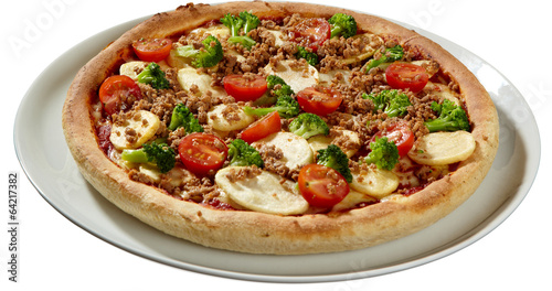 Mozerrella, Brokolie, Hackfleisch Pizza