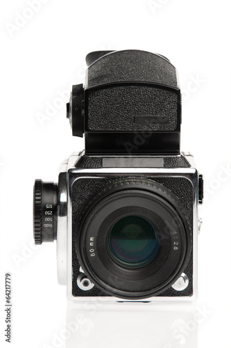 Medium format film camera with prism