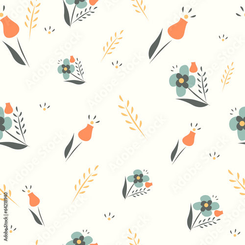 cute floral spring seamless vector background. © juliajull