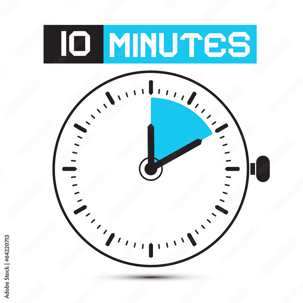 Ten Minutes Stop Watch - Clock Vector Illustration