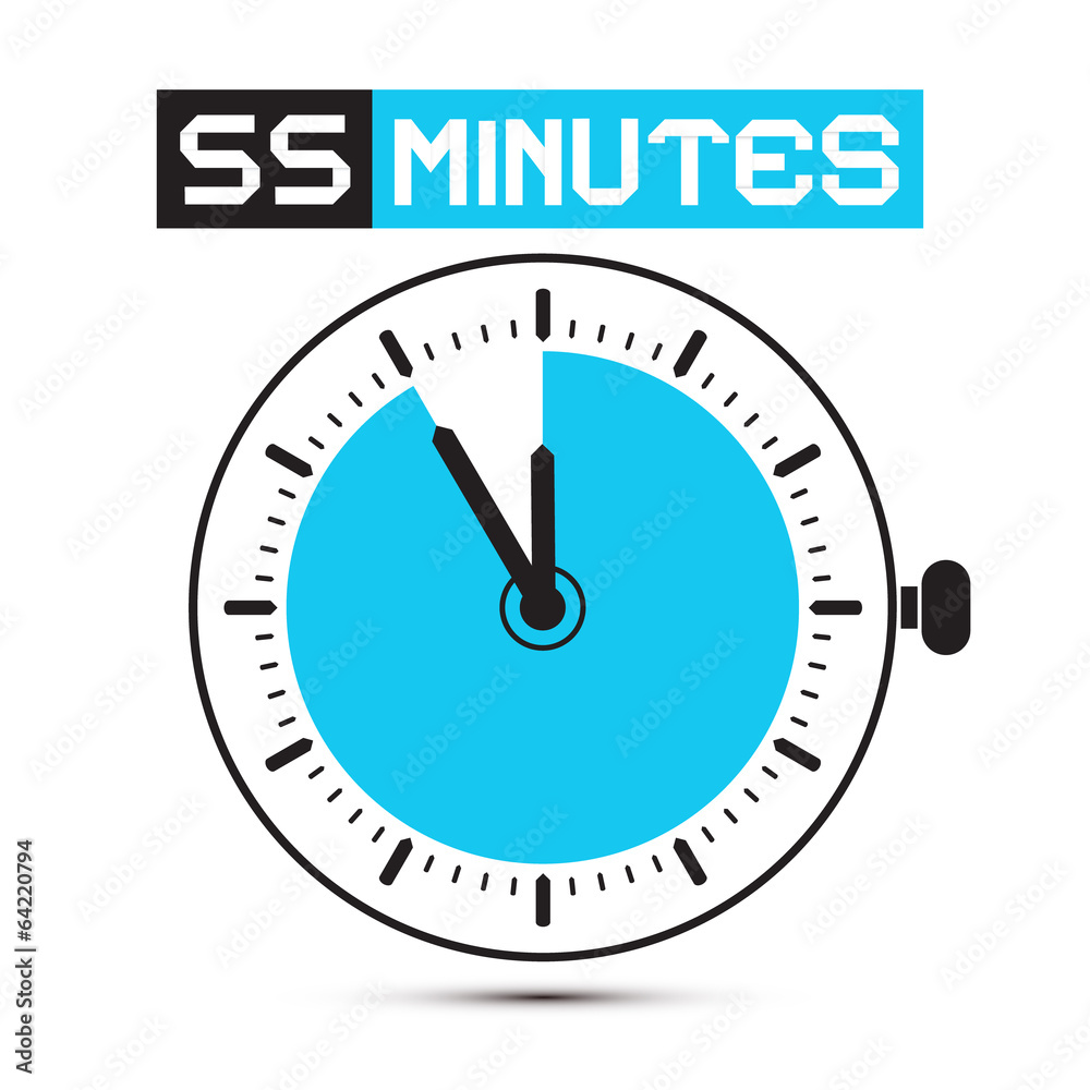 Fifty Five Minutes Stop Watch - Clock Vector Illustration Fifty Five Minutes Stop Watch - Clock Vector Illustration