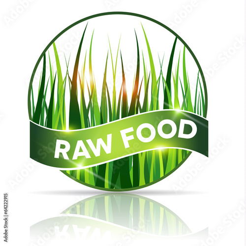 Raw food icon, beautiful grass illustration in round shape