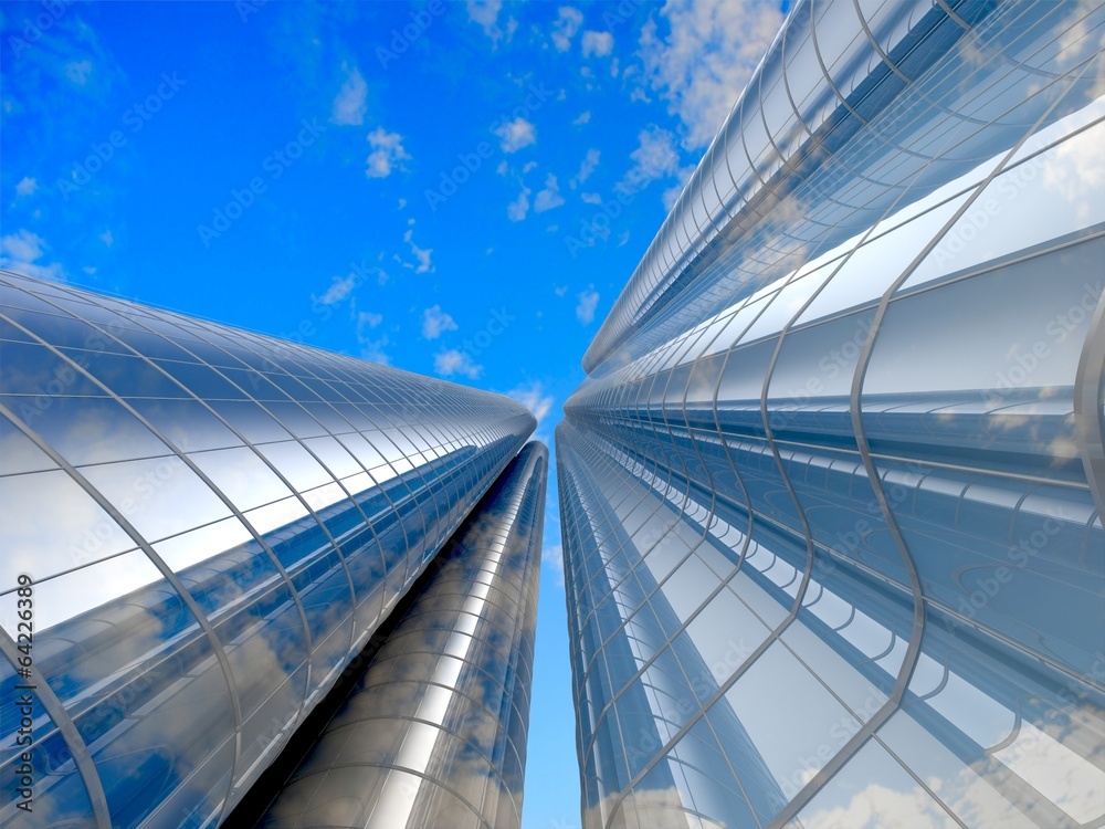 Obraz premium Skyscrapers cloudscape background.