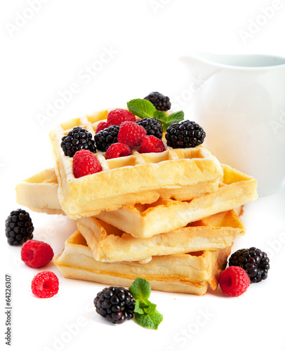 Waffles with fresh berries