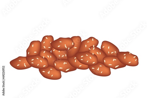 Stack of Caramelised Peanuts on White Background