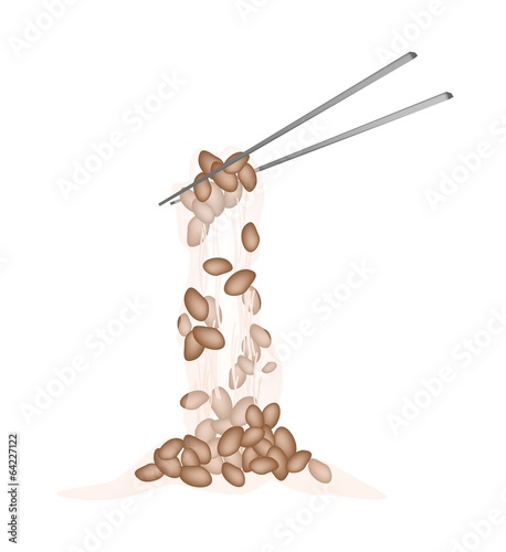 Fermented Soybean Natto with A Pair of Chopsticks