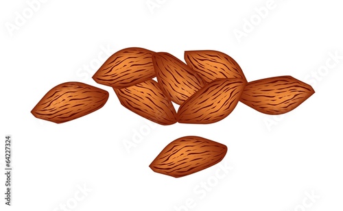 A Stack of Almonds on White Background