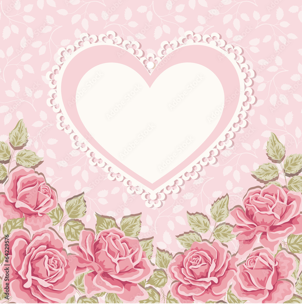 Greeting card with heart shape. Valentine's day background.