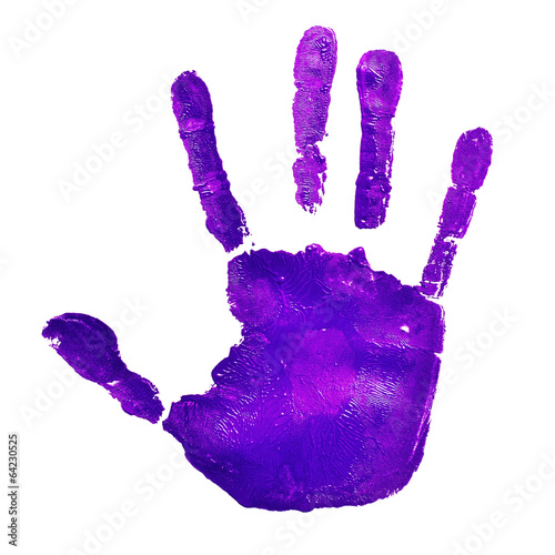 violet handprint, depicting the idea of to stop violence against photo