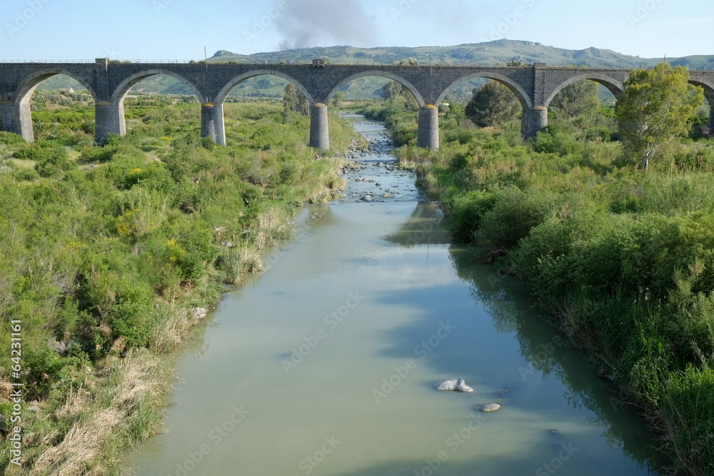Railway Bridge On Simeto River, Sicily