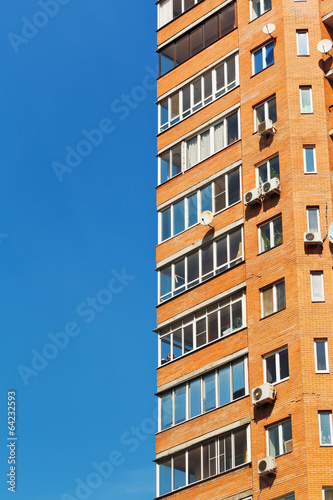 blue sky and wall of apartment house