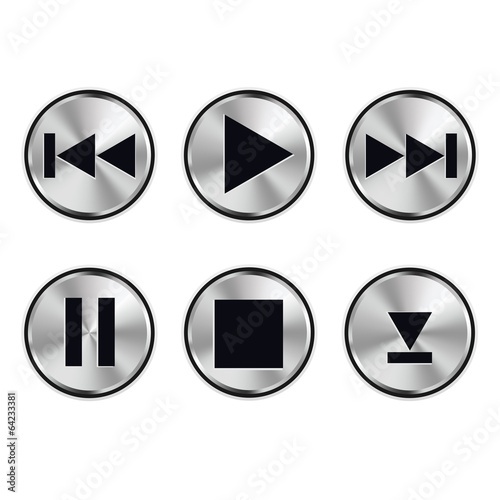 Musik Play Stop Button Icon Metal Vektor
