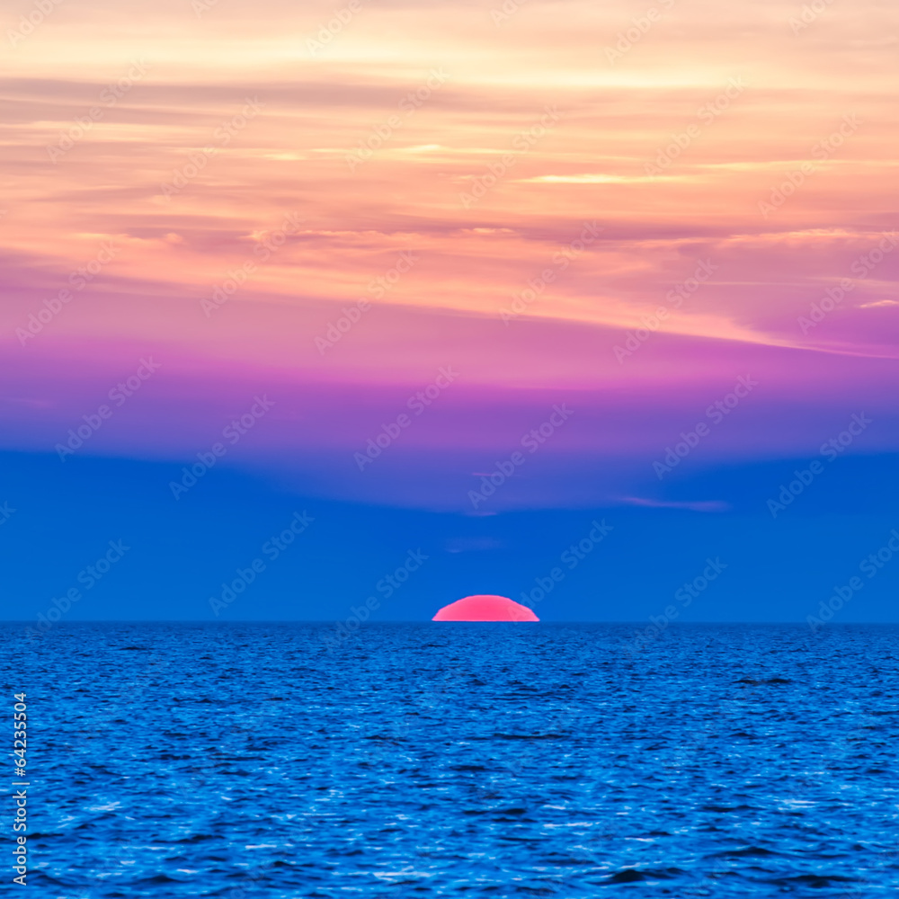 sunset at sea with multiple color prizm