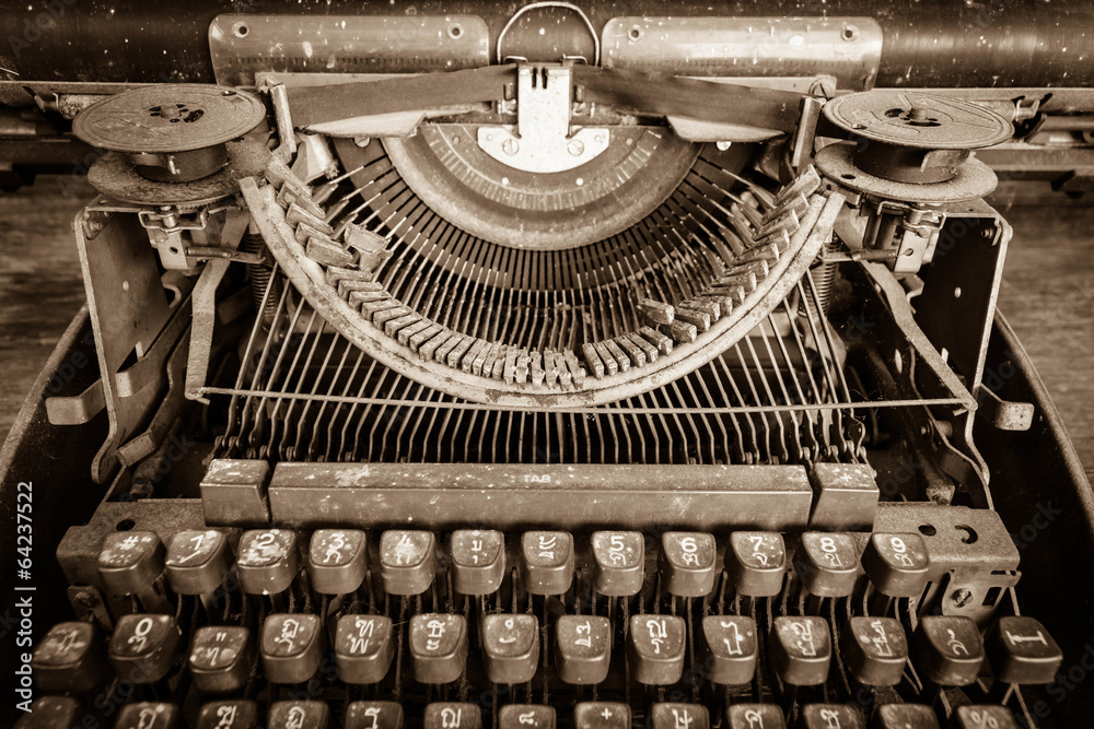 View of an antique manual Underwood typewriter