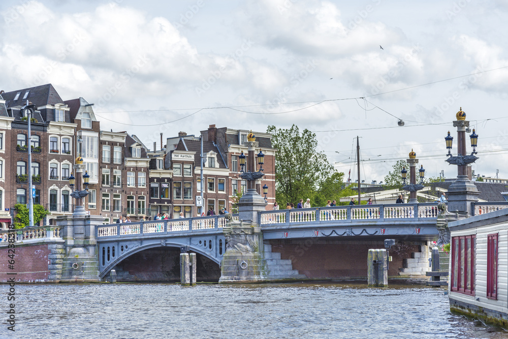 Blauwbrug (Blue Bridge) in Amsterdam, Netherlands.