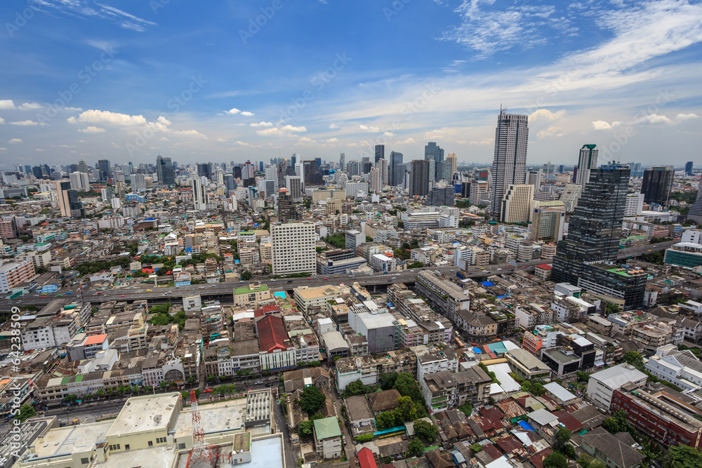 aerial view of Bangkok city skyline
