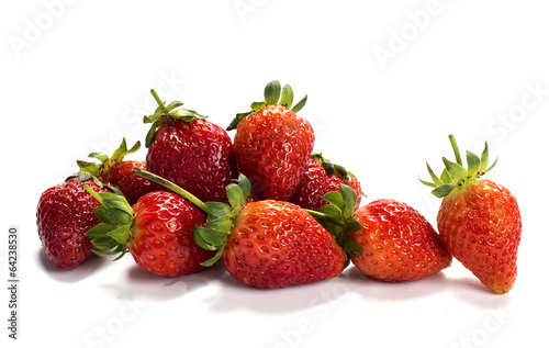 Fresh strawberries pile on Isolated